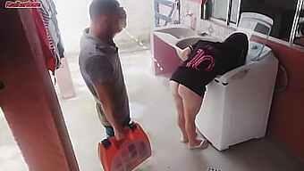 A White Married Woman Offers Her Buttocks To The Washing Machine Repairman While Her Husband Is Away