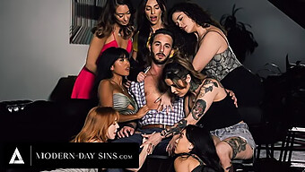 Ember Snow And Madi Collins, Two Sex Addicts, Take Turns Pleasuring Each Other In A Steamy Group Encounter.